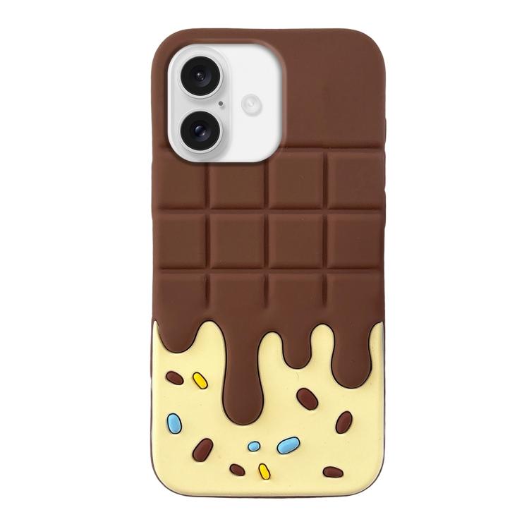 For iPhone 16 Candy Chocolate Silicone Phone Case(Yellow Brown)