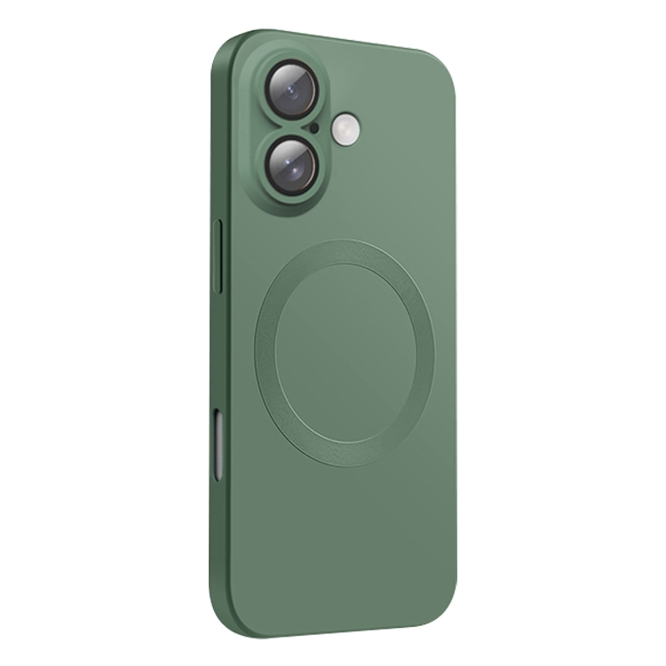 For iPhone 16 CD Texture MagSafe Liquid Silicone Phone Case(Dark Green)