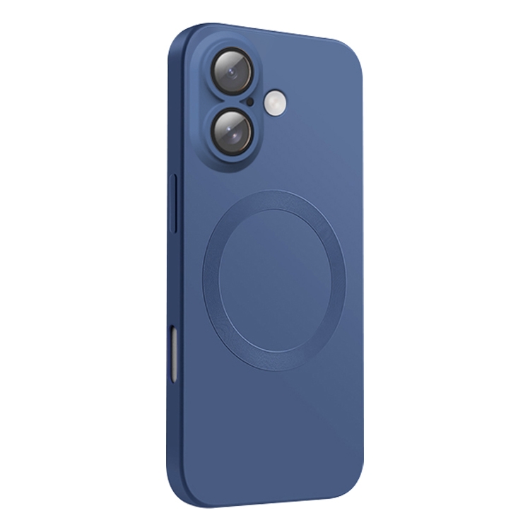 For iPhone 16 CD Texture MagSafe Liquid Silicone Phone Case(Midnight Blue)
