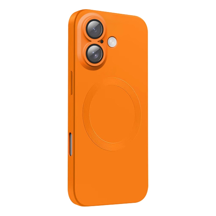 For iPhone 16 CD Texture MagSafe Liquid Silicone Phone Case(Orange)