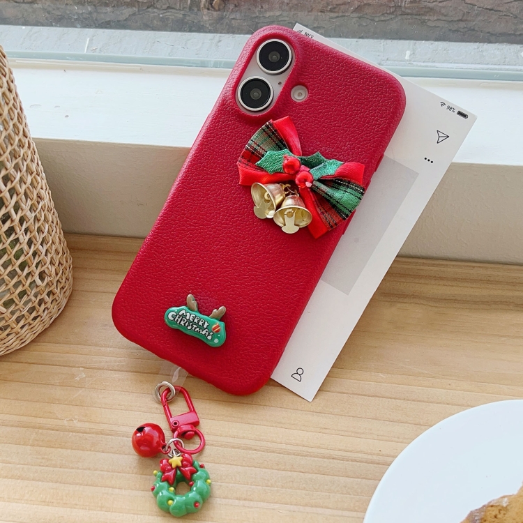 For iPhone 16 Christmas Bells TPU Hybrid PC Phone Case(Red)