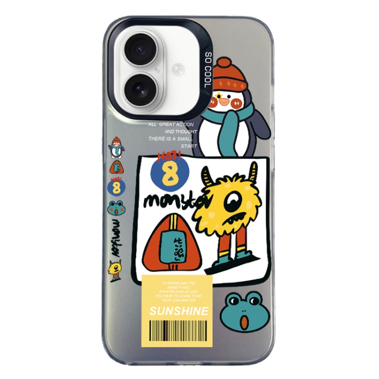 For iPhone 16 Christmas Series PC Full Coverage Pattern Phone Case(CK049 Black)