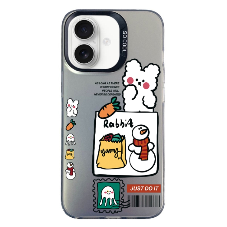 For iPhone 16 Christmas Series PC Full Coverage Pattern Phone Case(CK050 Black)