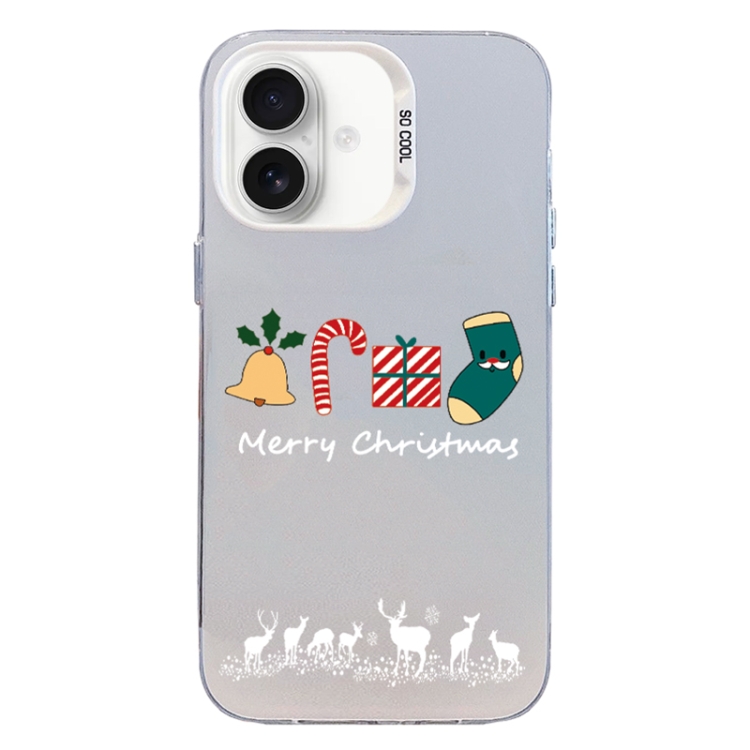 For iPhone 16 Christmas Series PC Full Coverage Pattern Phone Case(CW052 White)