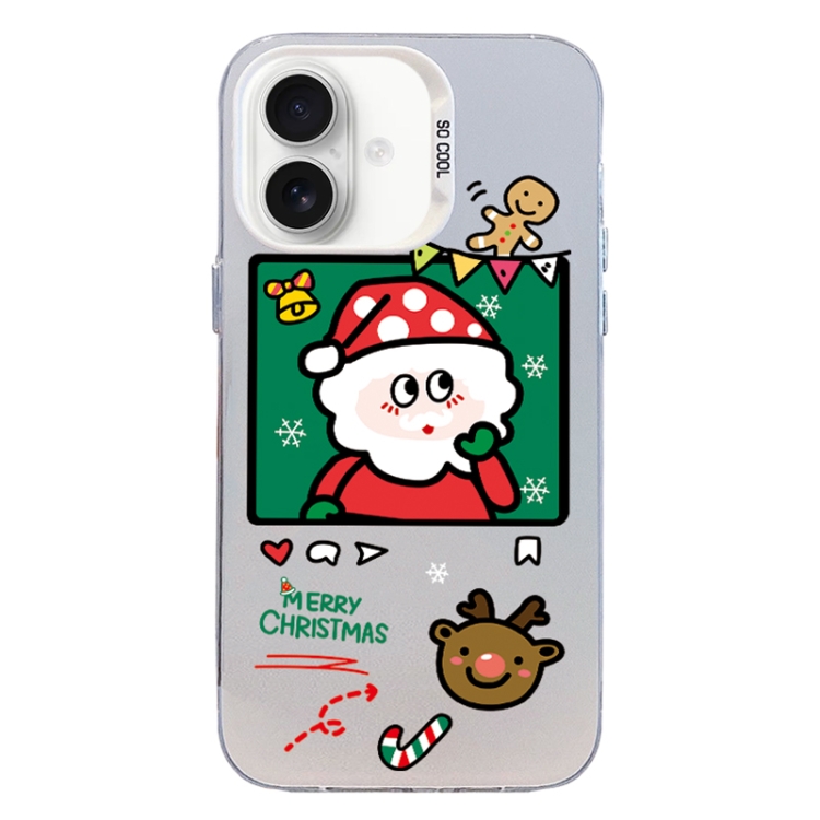 For iPhone 16 Christmas Series PC Full Coverage Pattern Phone Case(CW053 White)