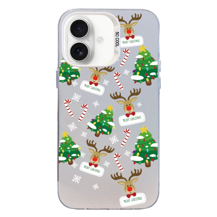 For iPhone 16 Christmas Series PC Full Coverage Pattern Phone Case(CW057 White)