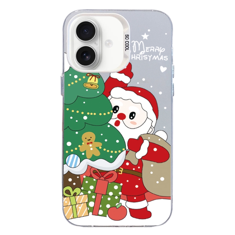 For iPhone 16 Christmas Series PC Full Coverage Pattern Phone Case(CW058 White)