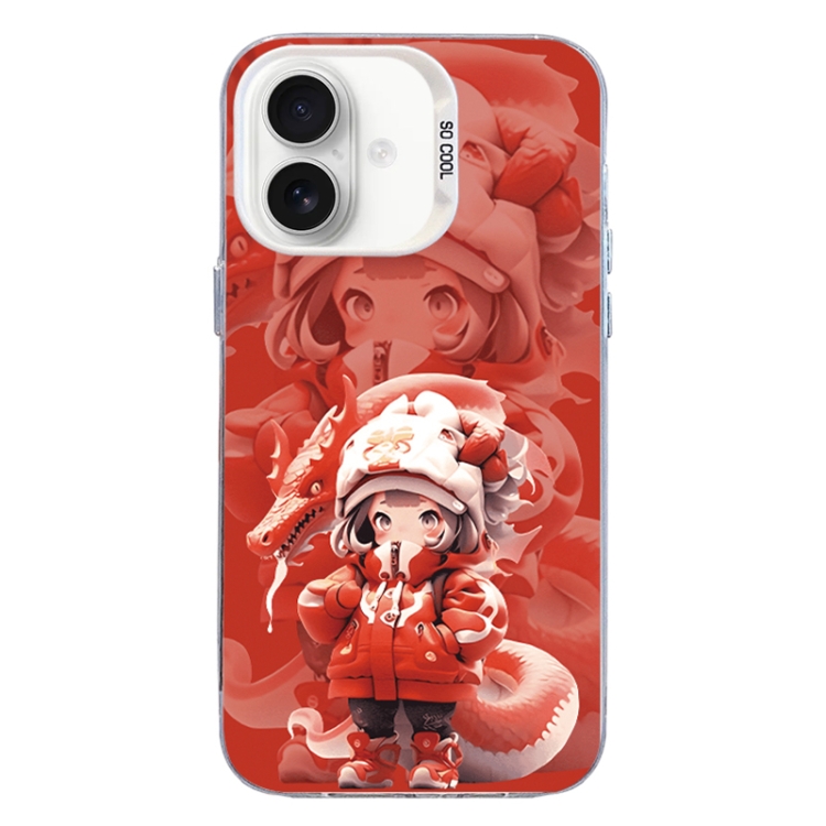 For iPhone 16 Christmas Series PC Full Coverage Pattern Phone Case(CW098 Girl)