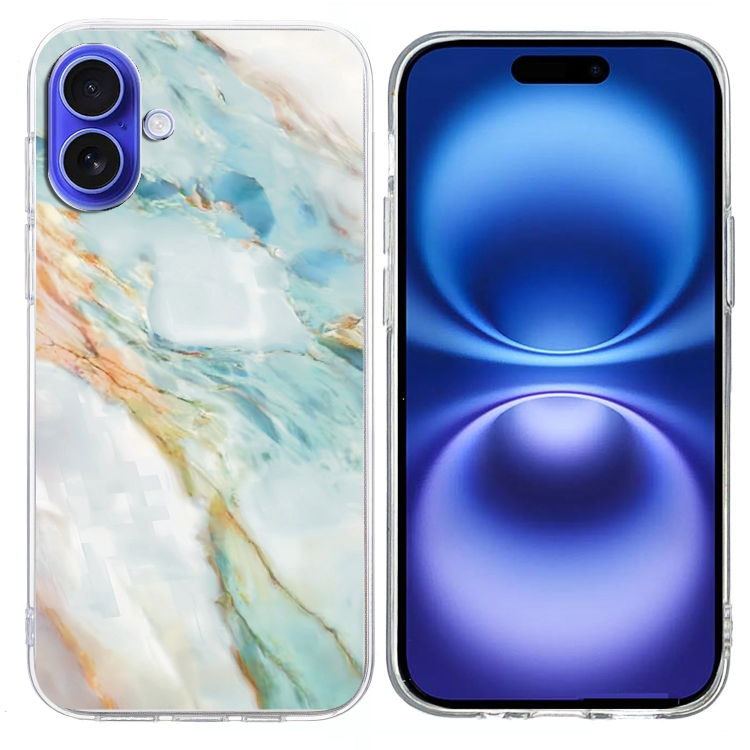 For iPhone 16 Colorful Painting Pattern TPU Phone Case(Marble)