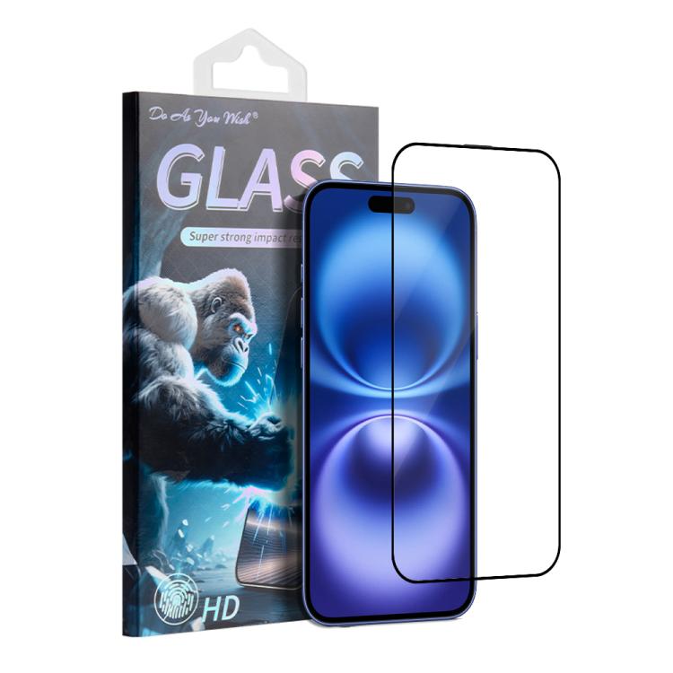For iPhone 16 Do As You Wish Silk Screen Printed HD Tempered Glass Film(Black)