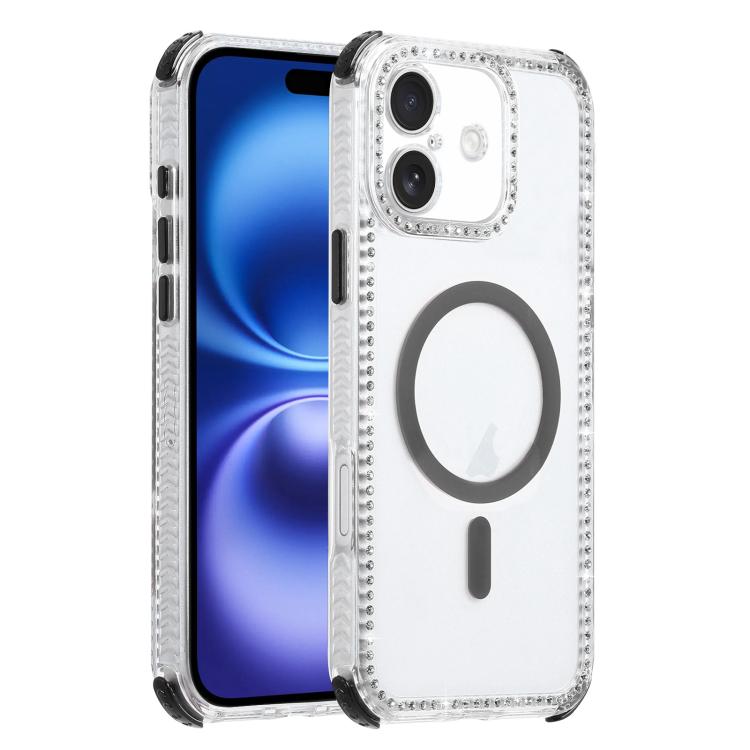 For iPhone 16 Dream Diamond 2 in 1 Shockproof Magnetic Phone Case(Black)