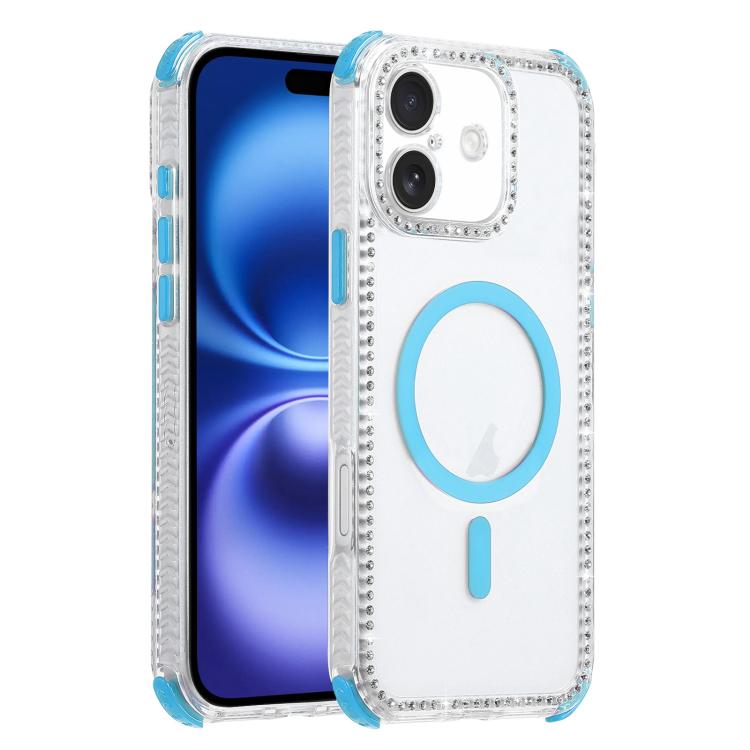 For iPhone 16 Dream Diamond 2 in 1 Shockproof Magnetic Phone Case(Blue)