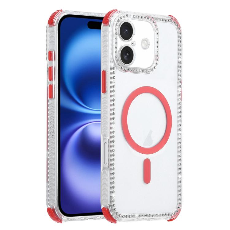 For iPhone 16 Dream Diamond 2 in 1 Shockproof Magnetic Phone Case(Red)