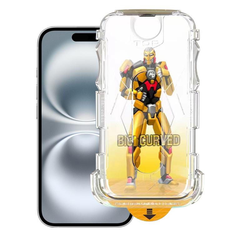 For iPhone 16 Easy Install Dust-proof Armor Tempered Glass Film