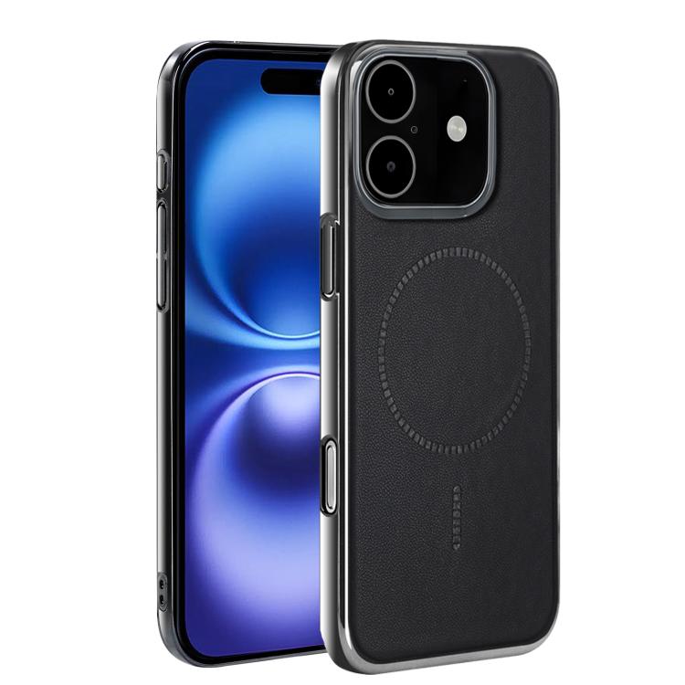 For iPhone 16 Electroplated Magnetic Series Ultra-Thin Shockproof Phone Case(Black)