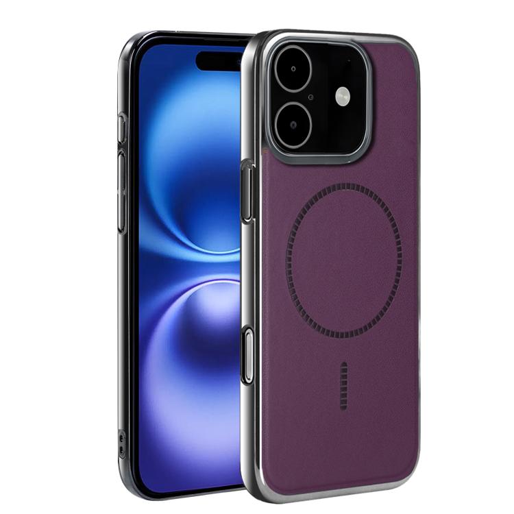 For iPhone 16 Electroplated Magnetic Series Ultra-Thin Shockproof Phone Case(Purple)