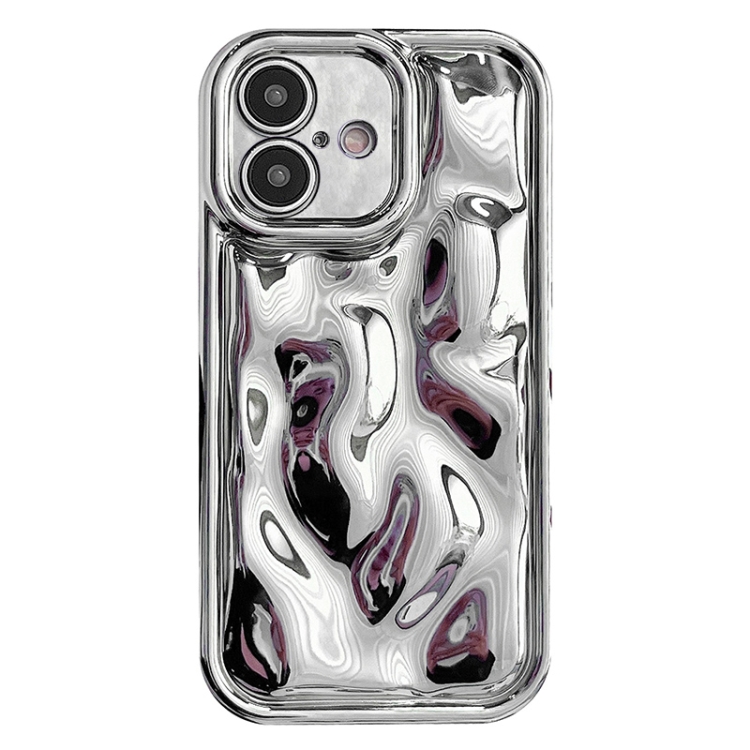 For iPhone 16 Electroplating Meteorite Texture TPU Phone Case(Silver)