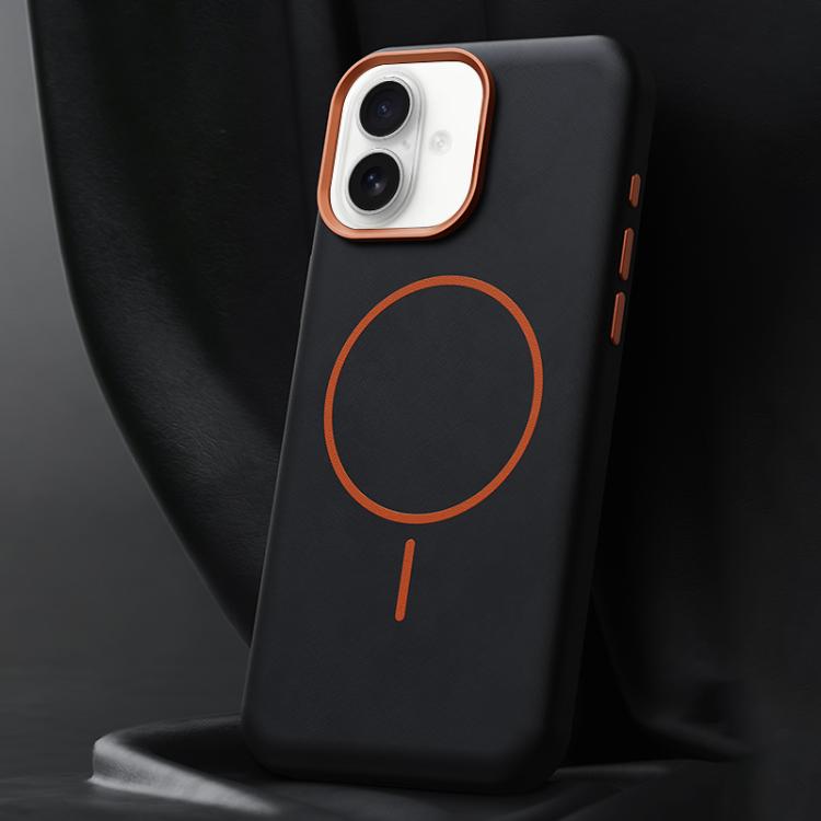 For iPhone 16 Elephant Leather Full Coverage Magnetic Microfiber Leather PC Phone Case(Black)