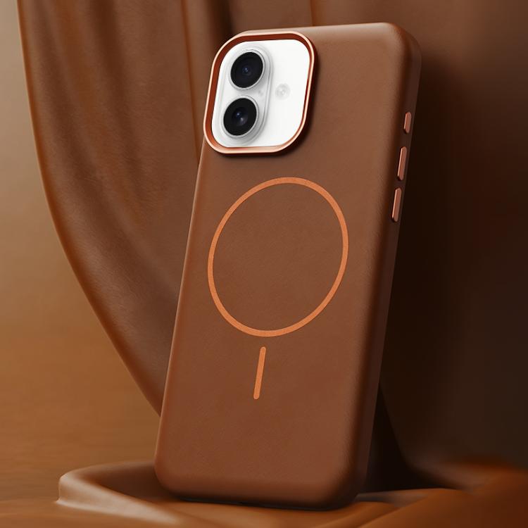 For iPhone 16 Elephant Leather Full Coverage Magnetic Microfiber Leather PC Phone Case(Brown)