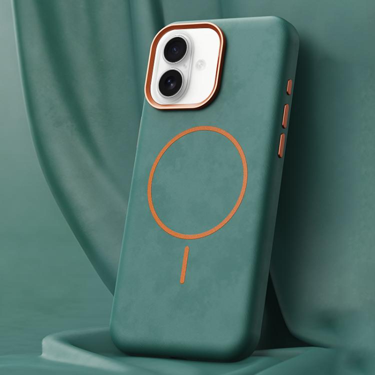 For iPhone 16 Elephant Leather Full Coverage Magnetic Microfiber Leather PC Phone Case(Green)