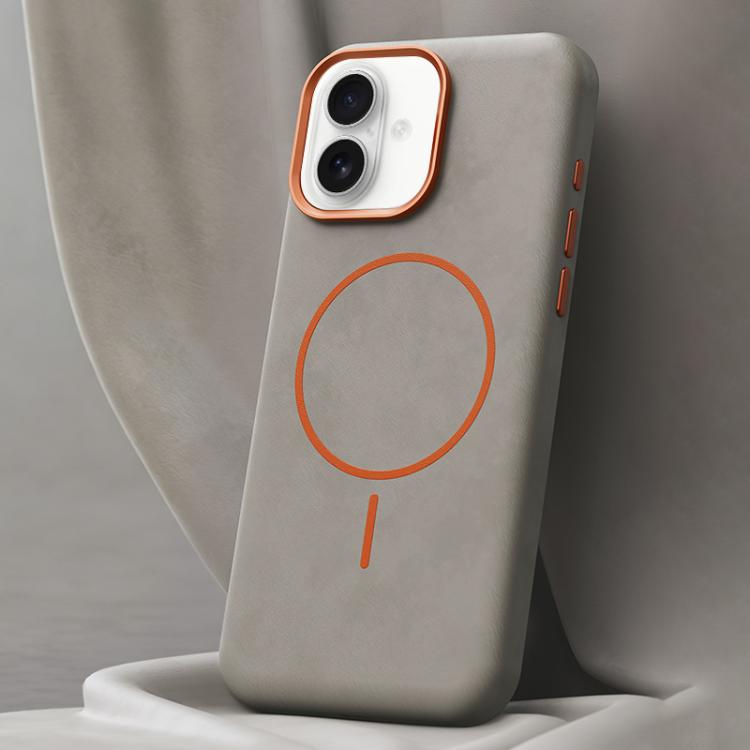 For iPhone 16 Elephant Leather Full Coverage Magnetic Microfiber Leather PC Phone Case(Grey)
