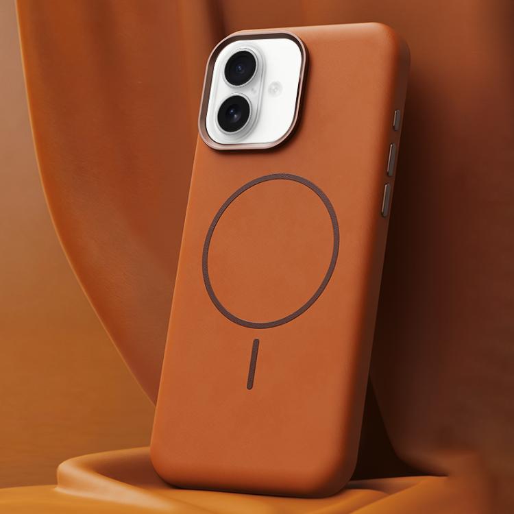 For iPhone 16 Elephant Leather Full Coverage Magnetic Microfiber Leather PC Phone Case(Orange)