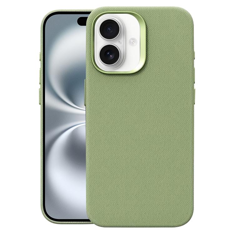 For iPhone 16 Flannel Textured Magnetic Full Coverage Phone Case(Light Green)