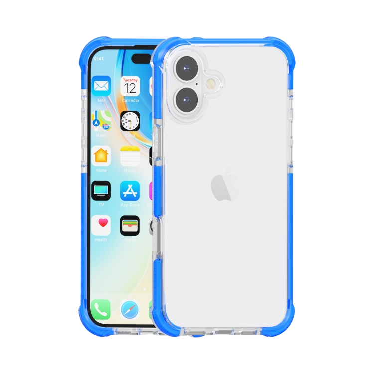 For iPhone 16 Four-corner Shockproof TPU Hybrid Acrylic Phone Case(Blue)