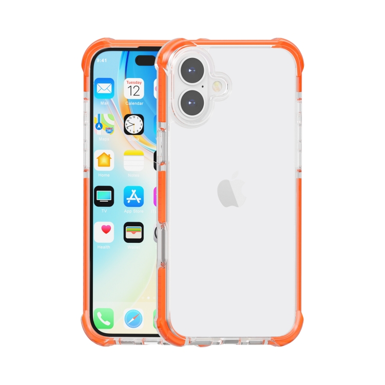 For iPhone 16 Four-corner Shockproof TPU Hybrid Acrylic Phone Case(Orange)