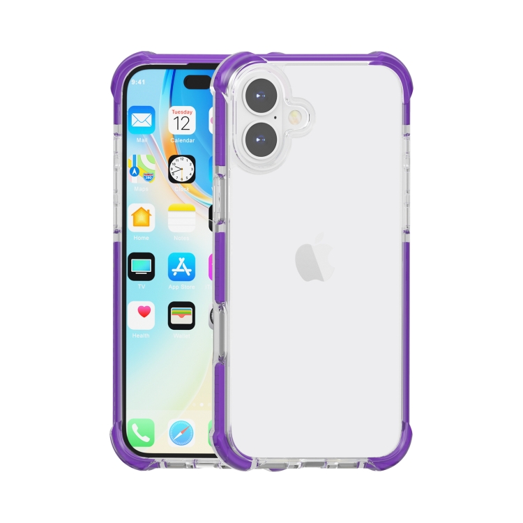 For iPhone 16 Four-corner Shockproof TPU Hybrid Acrylic Phone Case(Purple)
