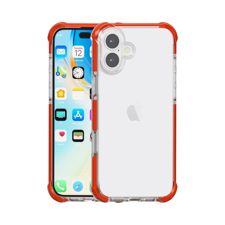 For iPhone 16 Four-corner Shockproof TPU Hybrid Acrylic Phone Case(Red)