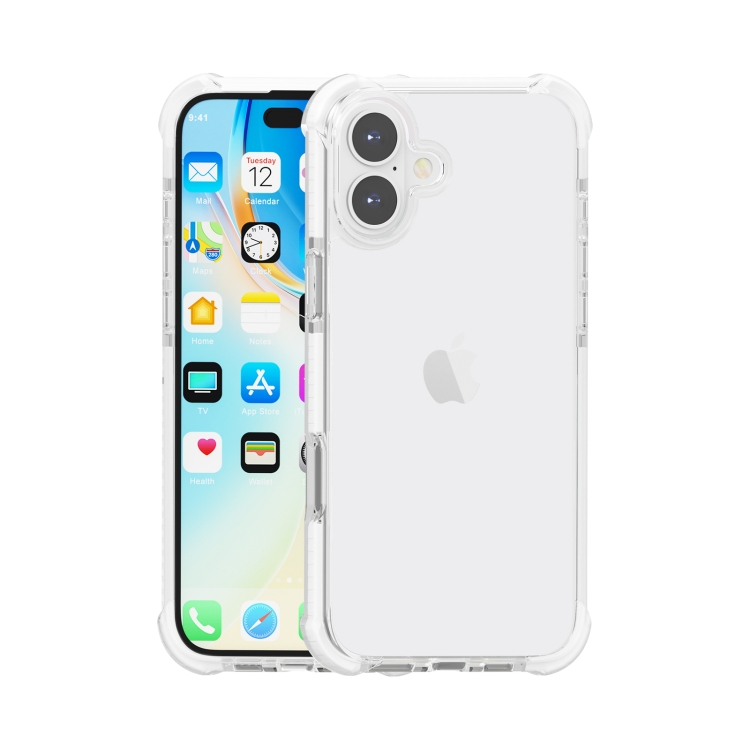 For iPhone 16 Four-corner Shockproof TPU Hybrid Acrylic Phone Case(Transparent)