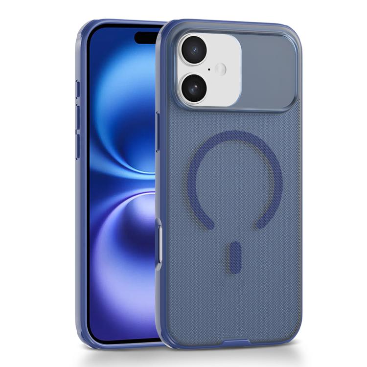 For iPhone 16 Frosted Dot Texture Magnetic Phone Case(Blue)
