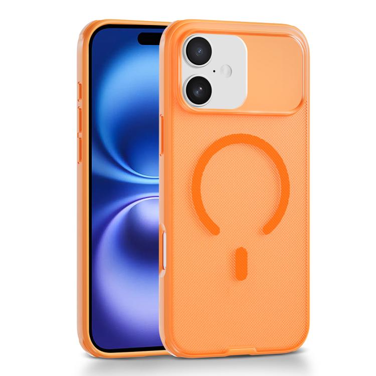 For iPhone 16 Frosted Dot Texture Magnetic Phone Case(Orange)