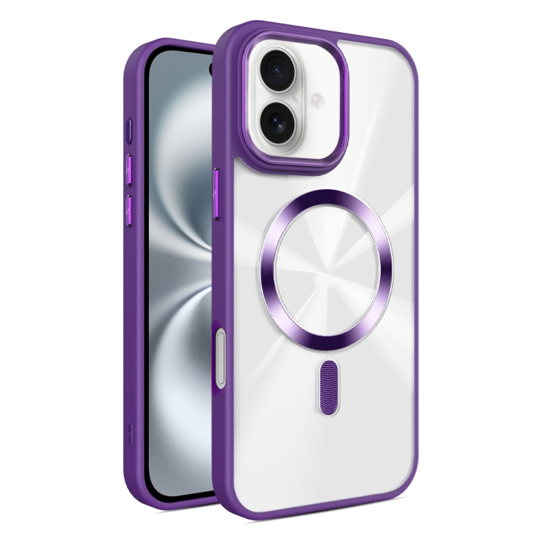 For iPhone 16 Glaring CD Texture MagSafe Phone Case(Deep Purple)