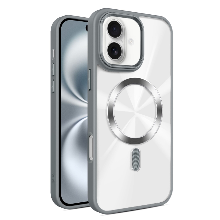 For iPhone 16 Glaring CD Texture MagSafe Phone Case(Grey)
