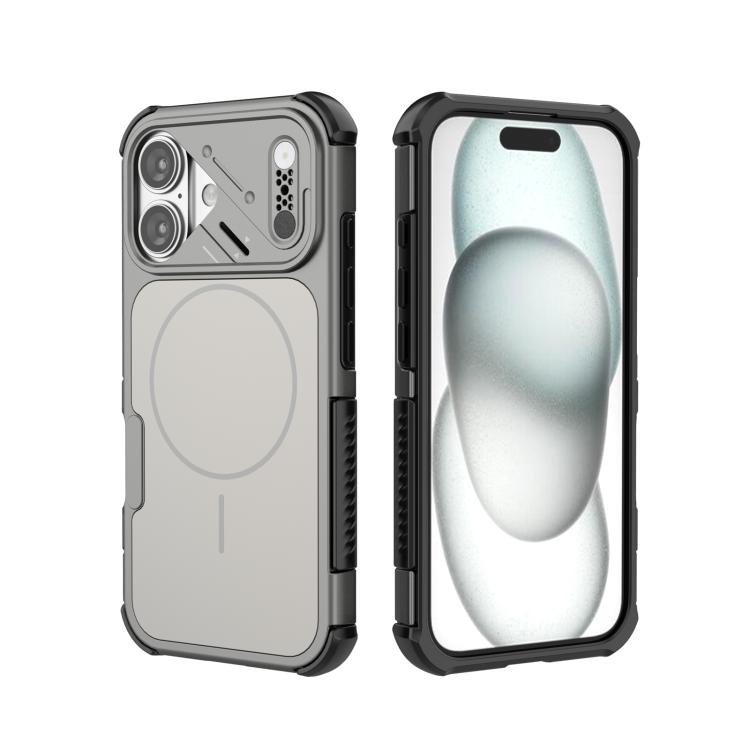 For iPhone 16 Heat Dissipation Air Shockproof TPU + PC Magsafe Phone Case(Gray)