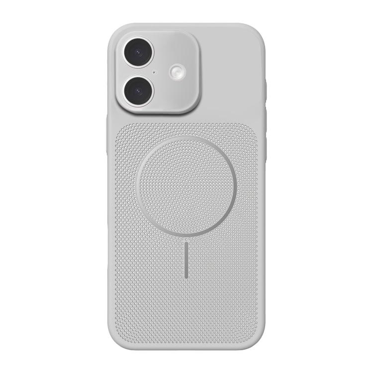 For iPhone 16 Heat Dissipation Breathable Mesh Magnetic PC Phone Case(Grey)