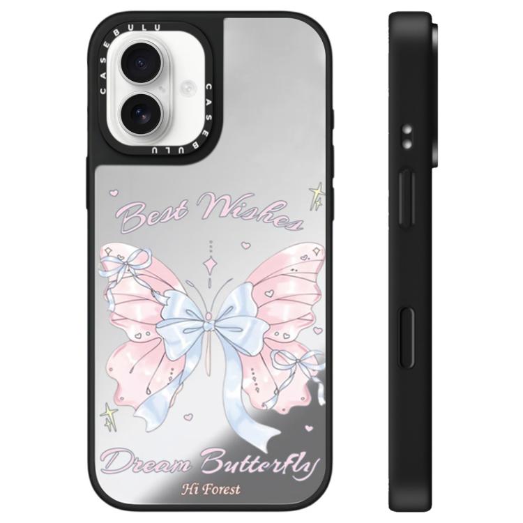For iPhone 16 Hi Forest Series Pattern Mirror Phone Case(Dream Butterfly)