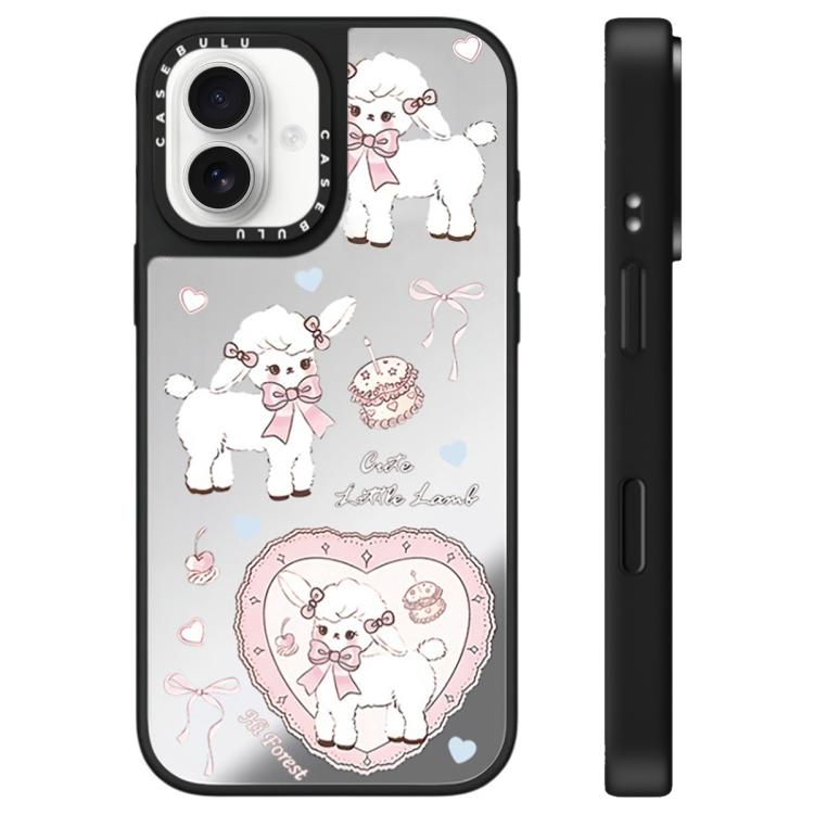 For iPhone 16 Hi Forest Series Pattern Mirror Phone Case(Love Lamb)