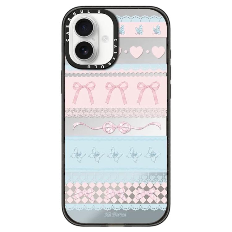 For iPhone 16 Hi Forest Series Pattern Transparent Acrylic Phone Case(Bow)