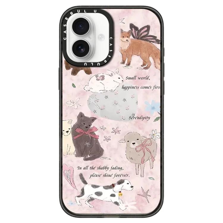 For iPhone 16 Hi Forest Series Pattern Transparent Acrylic Phone Case(Bows Animals)