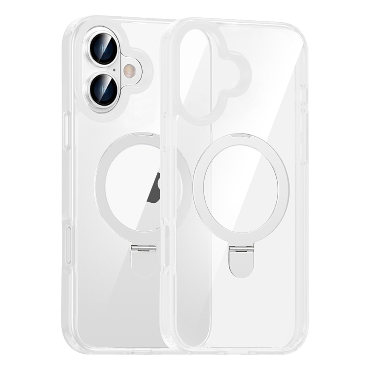 For iPhone 16 High Transparency MagSafe Holder Phone Case(Transparent)