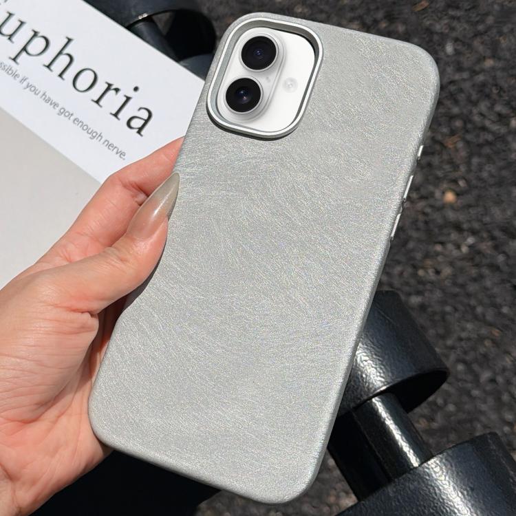 For iPhone 16 Horsehair Pattern Magnetic Full Coverage TPU Phone Case(Silver)