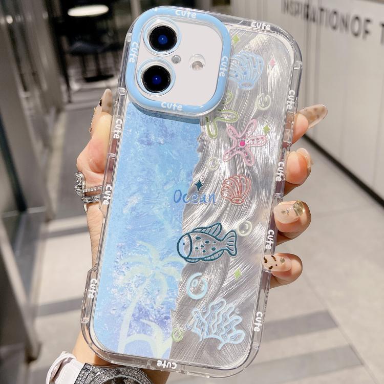 For iPhone 16 IMD Ocean World Puffy Frosted PC Phone Case