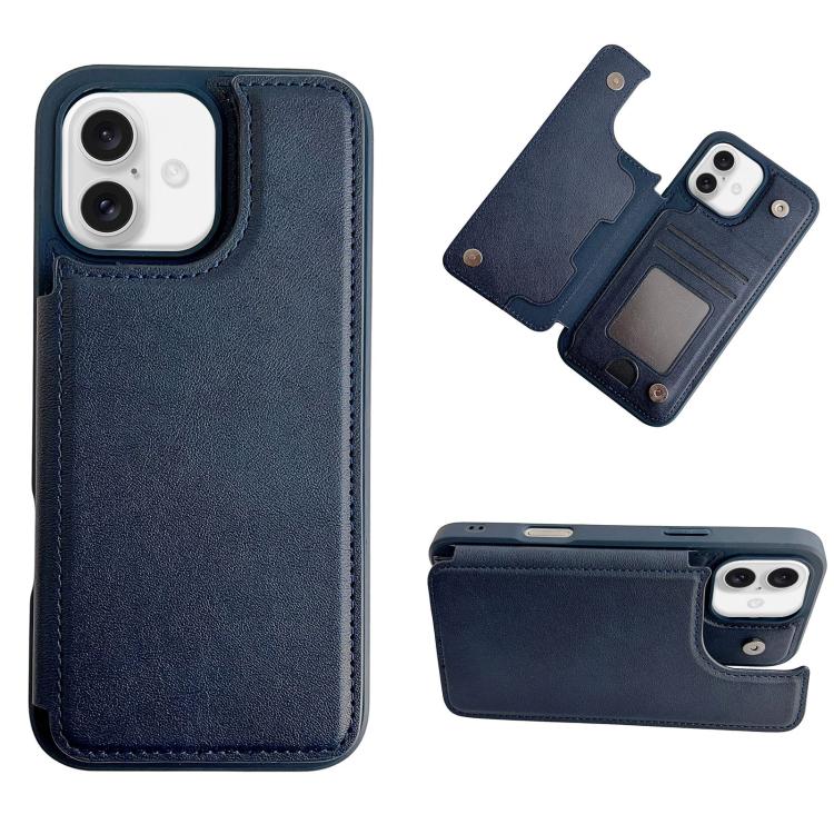 For iPhone 16 Magnetic Snap Multifunctional Card Wallet Holder Phone Case(Royal Blue)