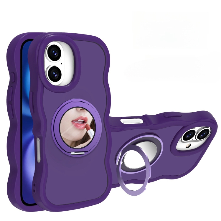 For iPhone 16 Mirror Holder MagSafe Phone Case(Pink)