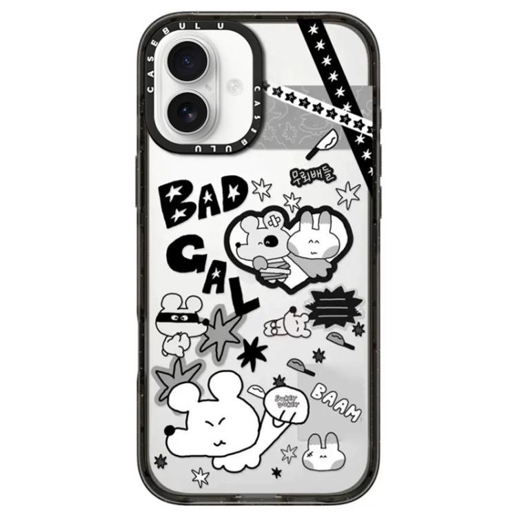 For iPhone 16 Mouse Series Transparent Acrylic Phone Case(Bad Gal)
