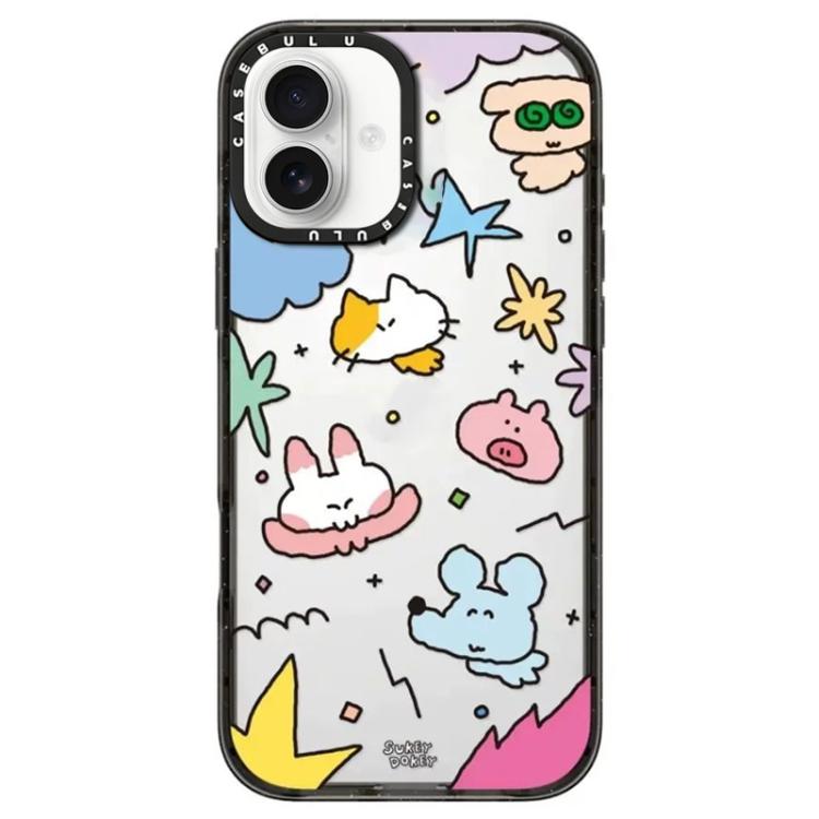 For iPhone 16 Mouse Series Transparent Acrylic Phone Case(Stars Thunder)
