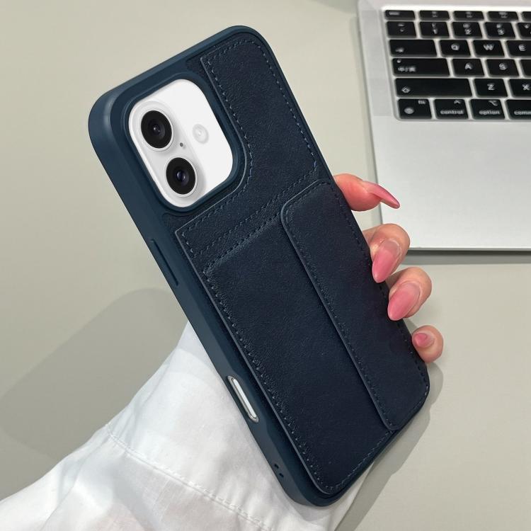 For iPhone 16 Multifunctional Premium Card Bag Holder Phone Case(Blue)